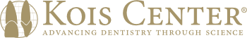 Kois Center logo with a stylized tooth graphic and the tagline "Advancing Dentistry Through Science" in gold text on a light background.